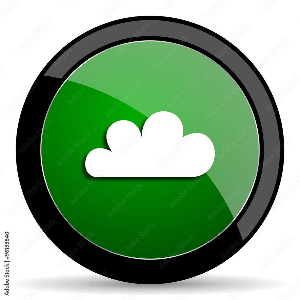cloud green web glossy icon with shadow on white background cloud green web glossy icon with shadow on white background