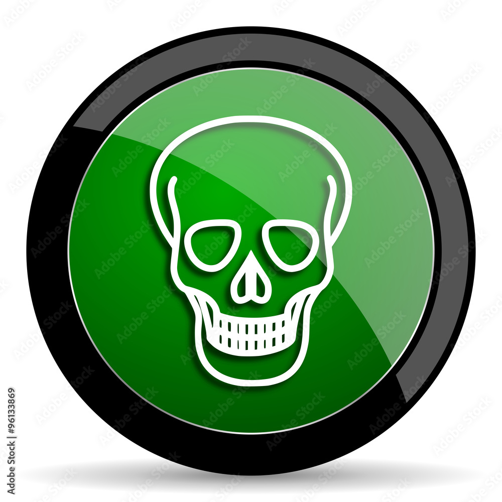skull green web glossy icon with shadow on white background skull green web glossy icon with shadow on white background