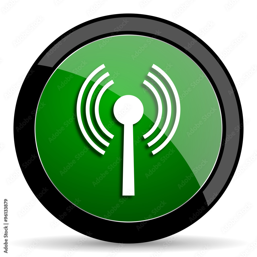 wifi green web glossy icon with shadow on white background wifi green web glossy icon with shadow on white background