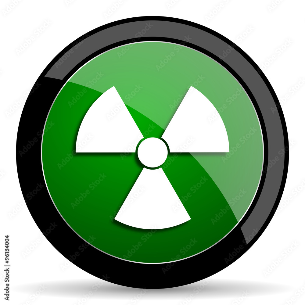 radiation green web glossy icon with shadow on white background radiation green web glossy icon with shadow on white background