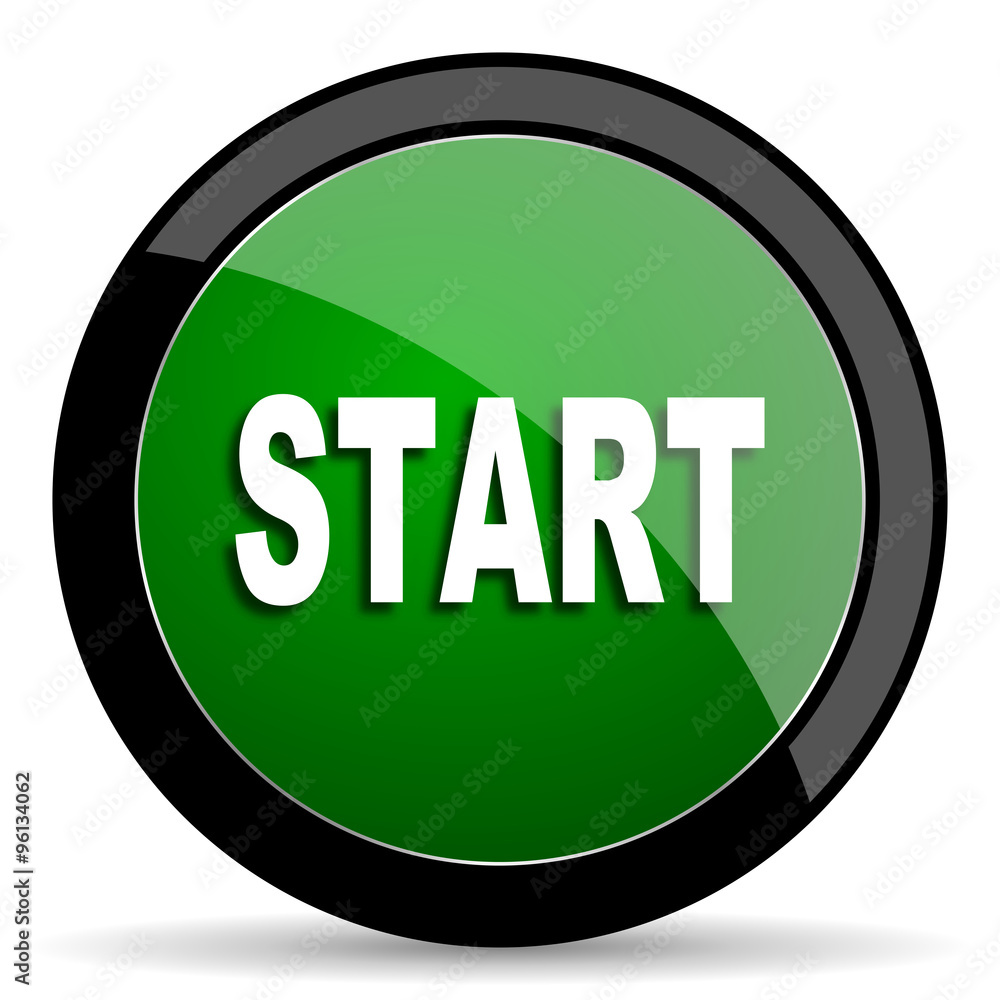 start green web glossy icon with shadow on white background start green web glossy icon with shadow on white background