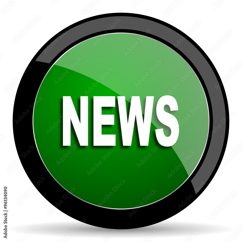 news green web glossy icon with shadow on white background news green web glossy icon with shadow on white background