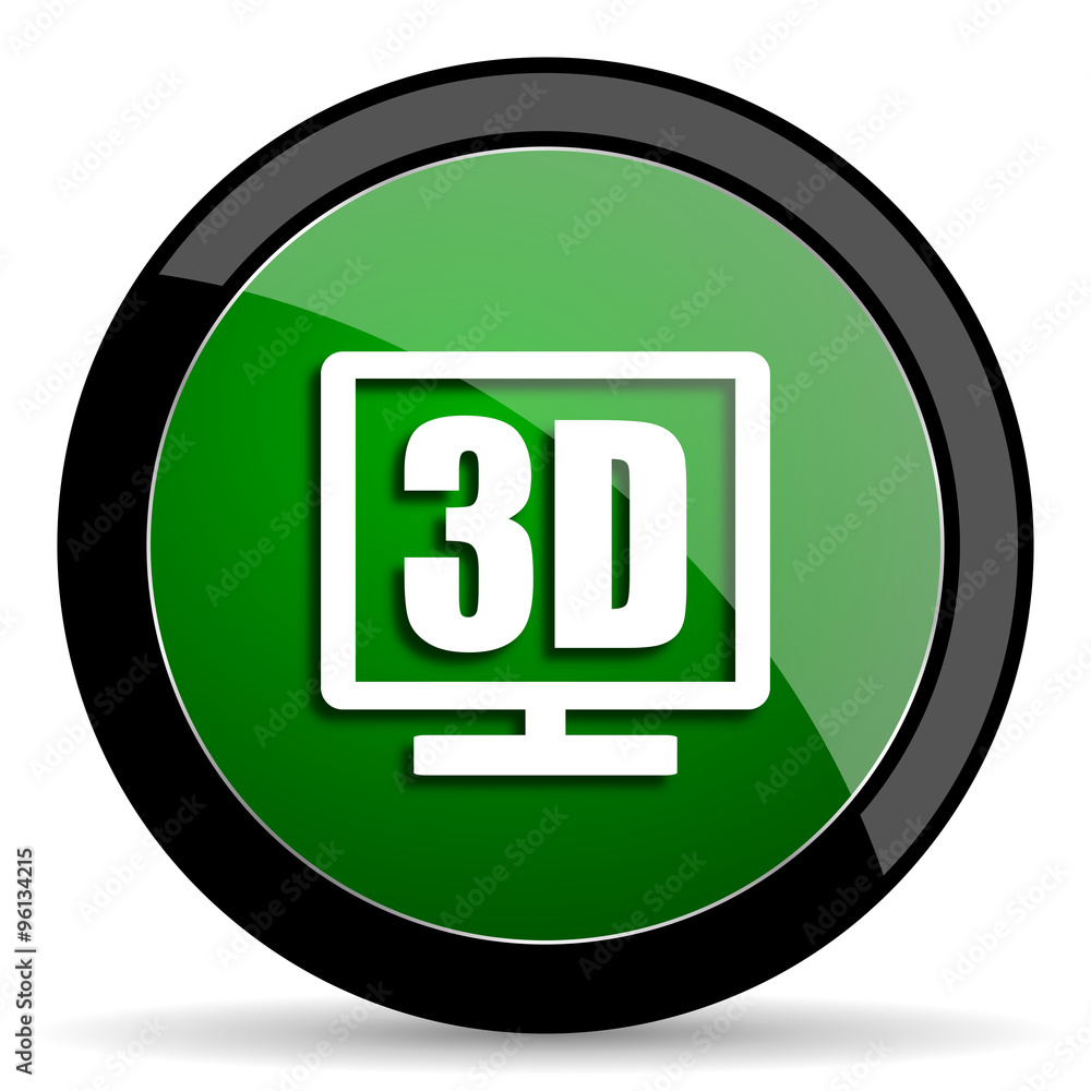 3d display green web glossy icon with shadow on white background 3d display green web glossy icon with shadow on white background