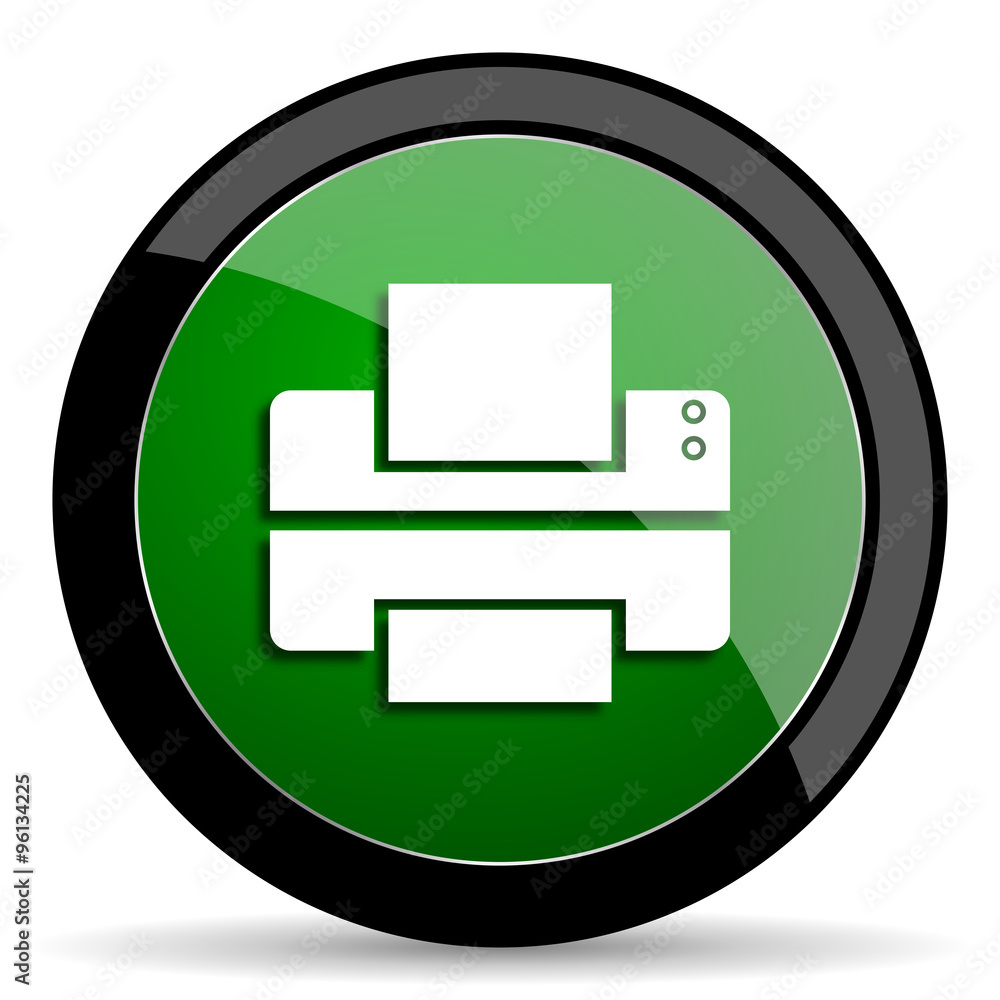 printer green web glossy icon with shadow on white background printer green web glossy icon with shadow on white background