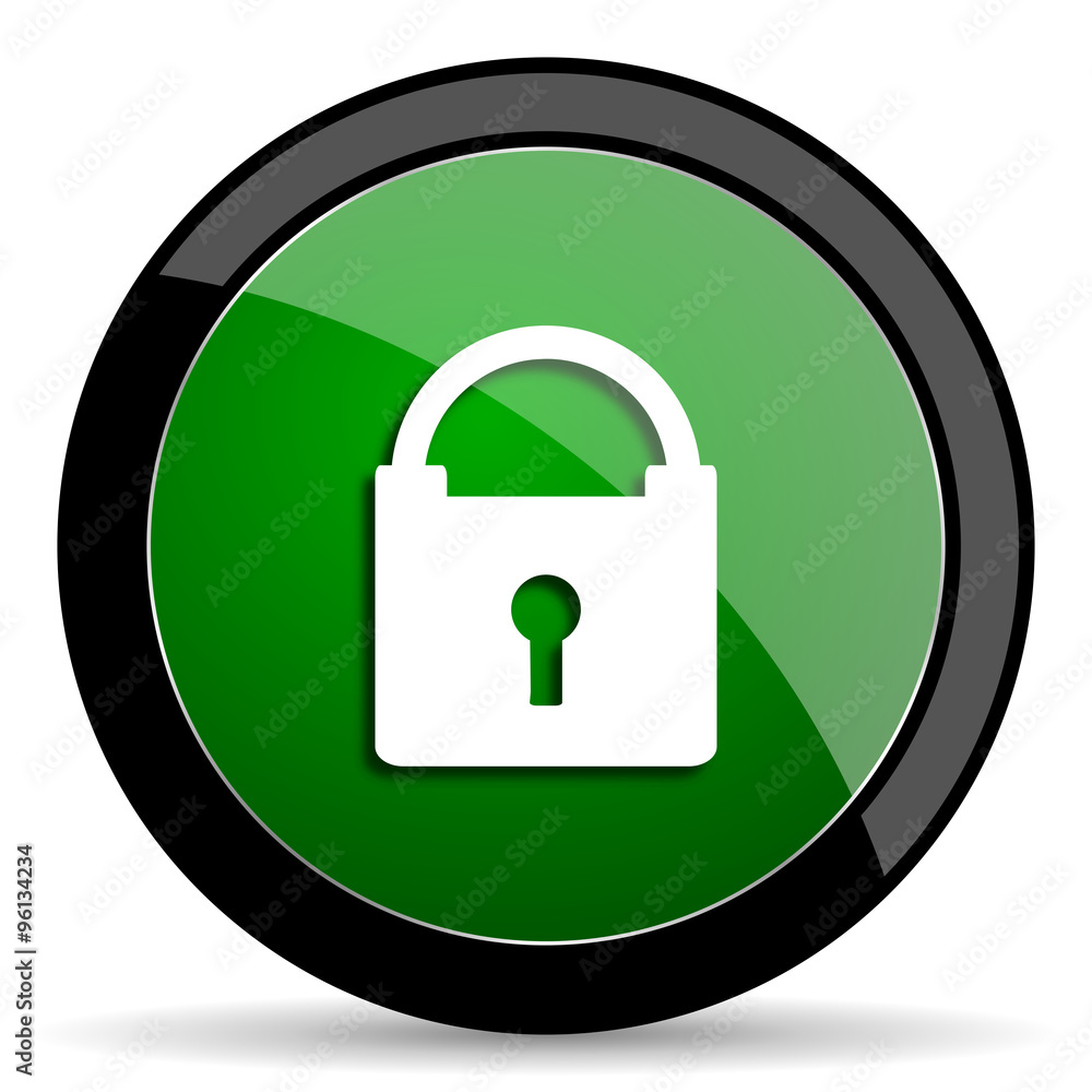 padlock green web glossy icon with shadow on white background padlock green web glossy icon with shadow on white background