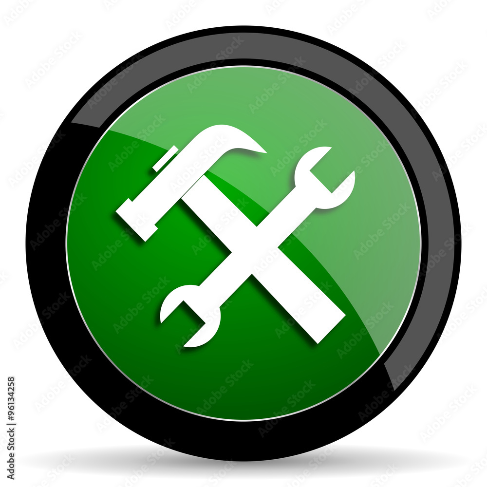 tool green web glossy icon with shadow on white background tool green web glossy icon with shadow on white background