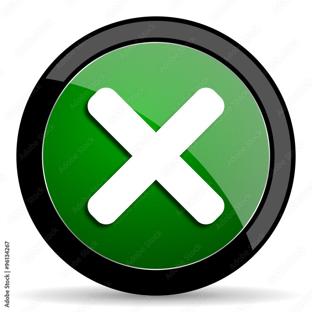 cancel green web glossy icon with shadow on white background cancel green web glossy icon with shadow on white background