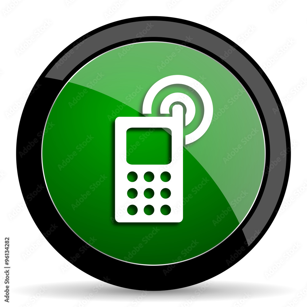 phone green web glossy icon with shadow on white background phone green web glossy icon with shadow on white background