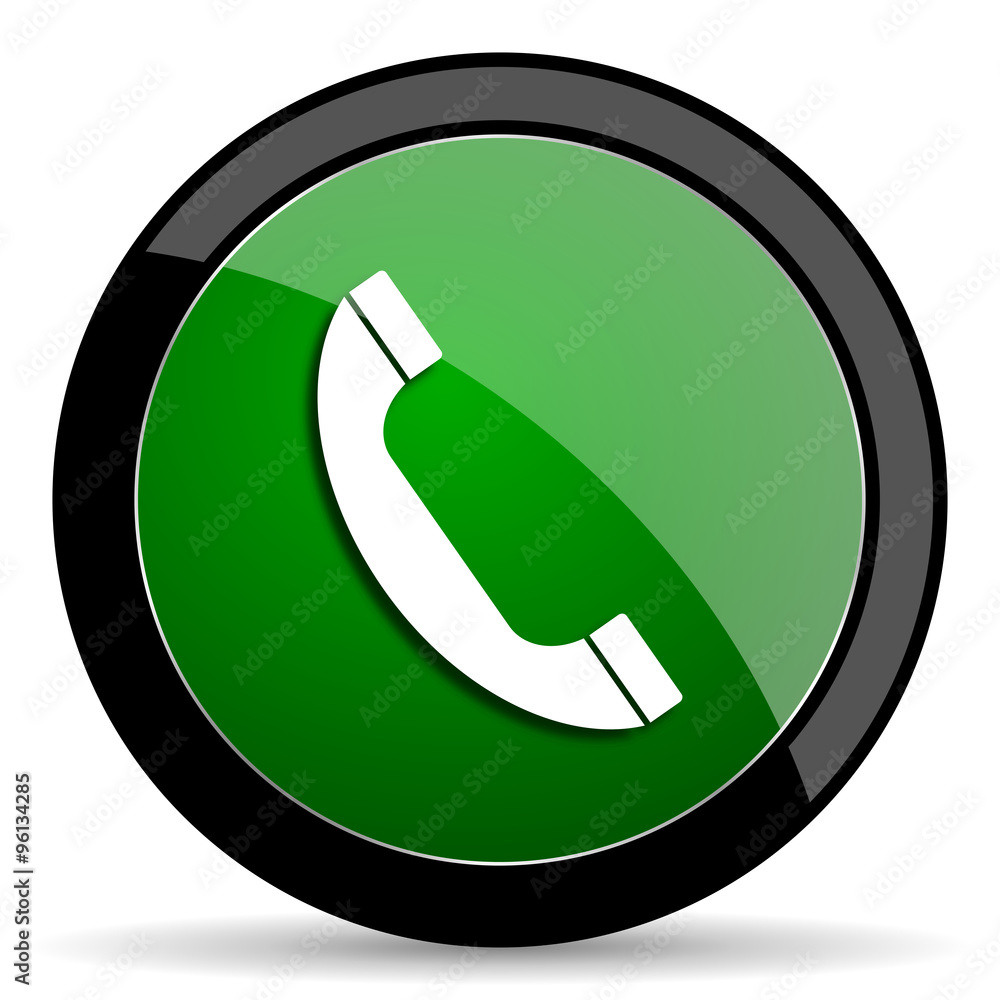 phone green web glossy icon with shadow on white background phone green web glossy icon with shadow on white background