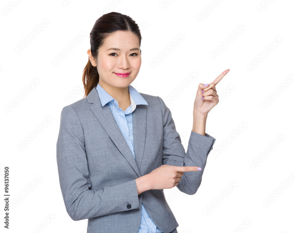 Asian Businesswoman showing finger up Asian Businesswoman showing finger up