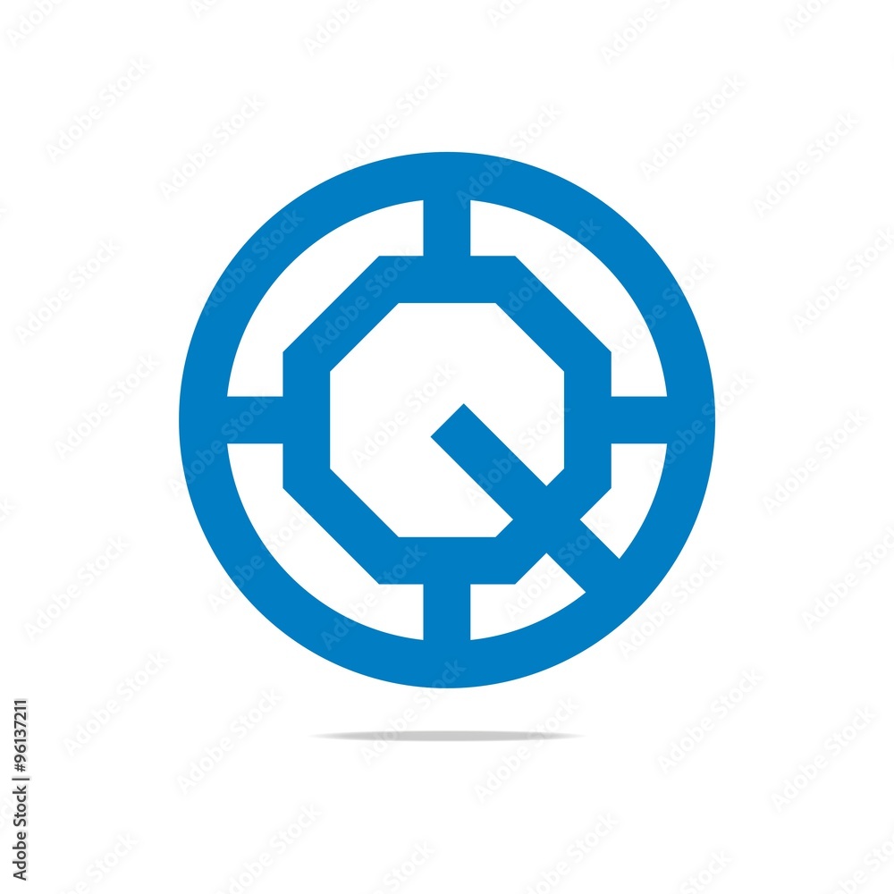 Logo Abstract blue circle Q Design Symbol Graphic Icon Vector