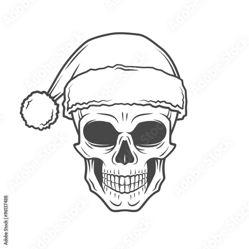 Heavy metal Christmas design. Bad Santa Claus biker poster. Rock and roll new year t-shirt illustration