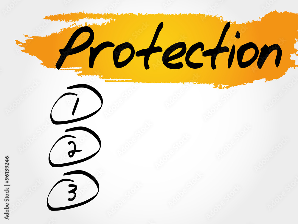 PROTECTION blank list, business concept