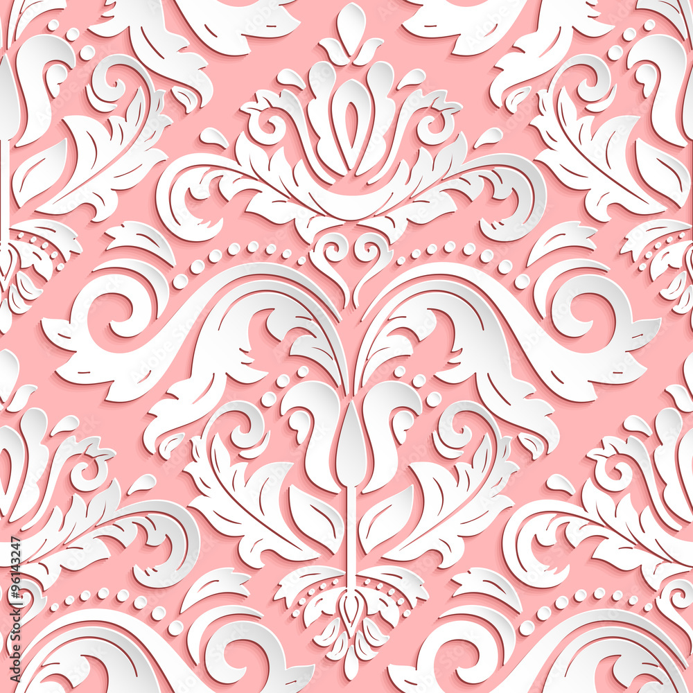 Seamless  Oriental Pattern With 3D Elements