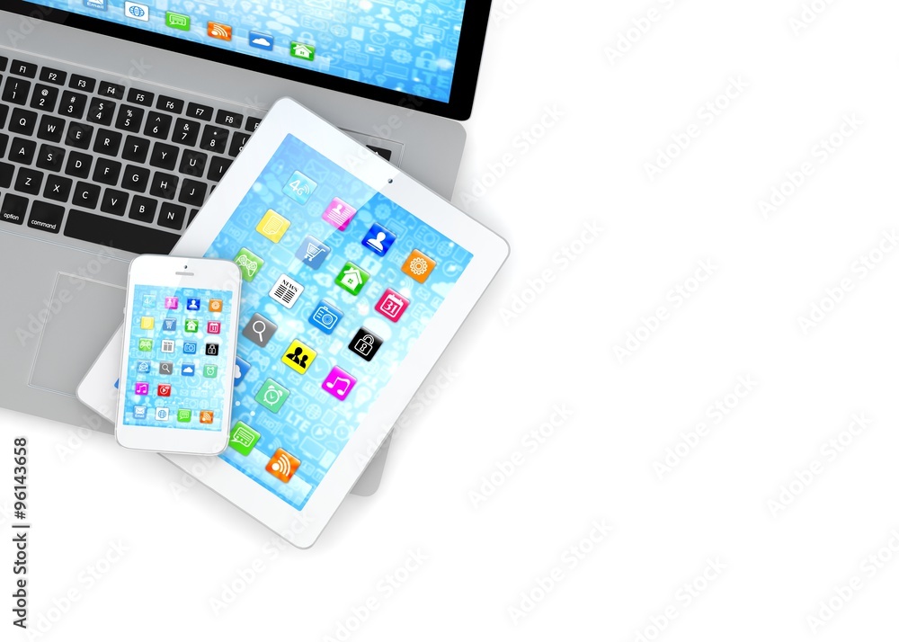Laptop, phone and tablet pc. Laptop, phone and tablet pc.