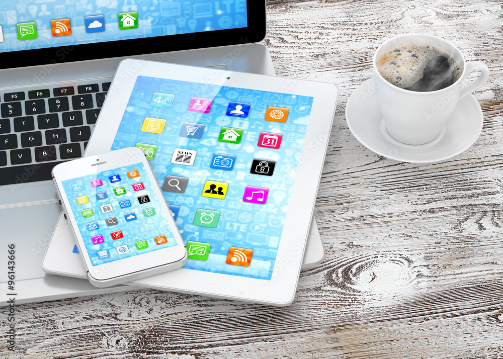 Laptop, phone and tablet pc. Laptop, phone and tablet pc.