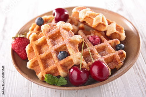 waffle with berry and cherry