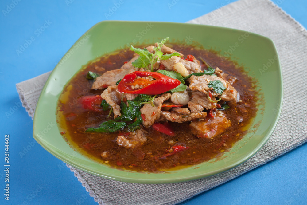 Thai Food style : stir-fried pork and basil