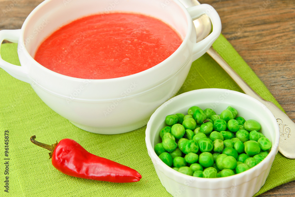 Fresh Homemade Classic Cold Gazpacho Soup. Fresh Homemade Classic Cold Gazpacho Soup.