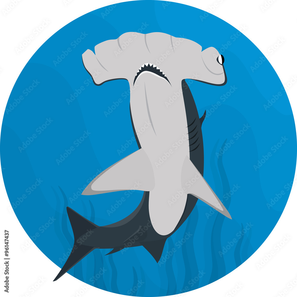 Naklejka premium Art Flat Hammerhead Shark