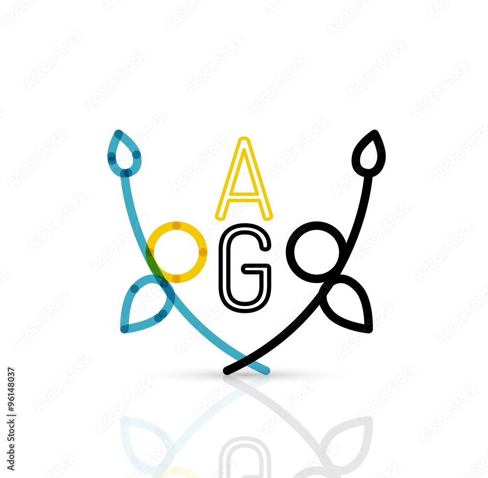 Abstract geometric linear hipster floral icon, frame design, flat style Abstract geometric linear hipster floral icon, frame design, flat style