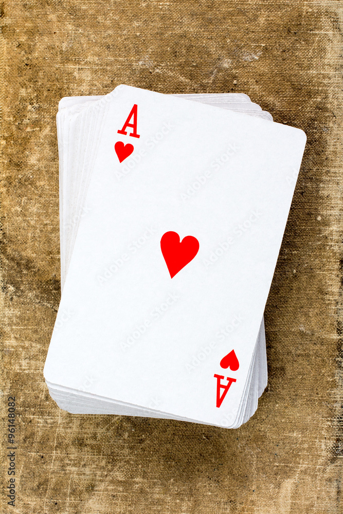 Card deck with ace of hearts