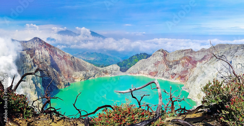Lake in a crater of volcano Ijen