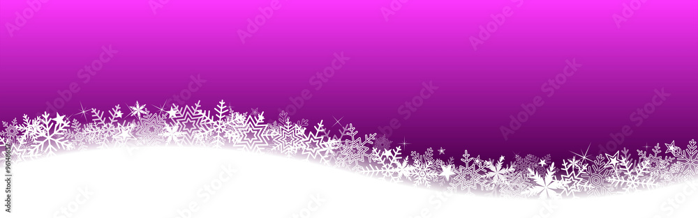 Bannière dégradé magenta Noël avec vague de neige