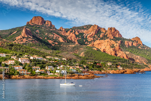 Village Among Red Rocks of Esterel Massif-France