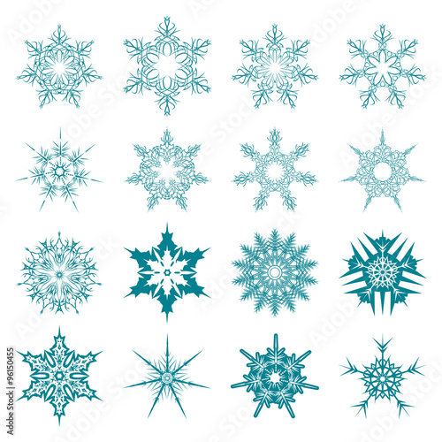  Set of snowflakes for the new year 2016.  linear round figures