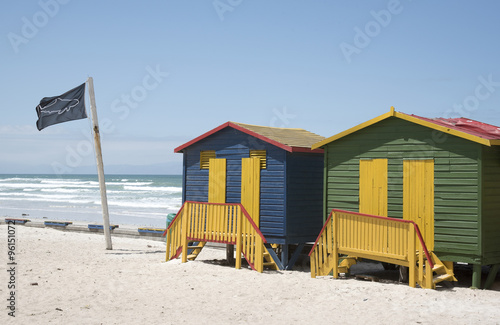 Colourful beach huts at Muizenberg seaside resort near Cape Town South Africa © petert2