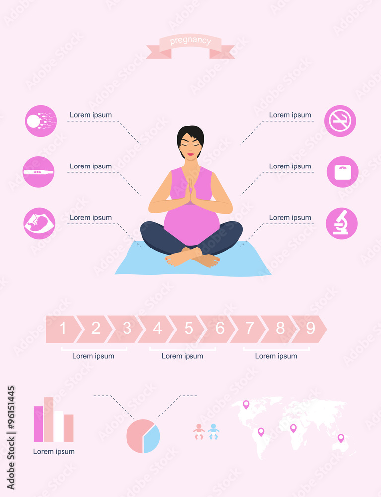 Gynecology and pregnancy infographics template. Motherhood elements. Constructor for creating your own design, infographics. Vector illustration Gynecology and pregnancy infographics template. Motherhood elements. Constructor for creating your own design, infographics. Vector illustration