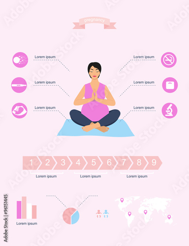 Gynecology and pregnancy infographics template. Motherhood elements. Constructor for creating your own design, infographics. Vector illustration