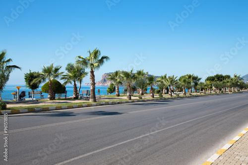 Automobile road along beautifull embankment for walking and spor