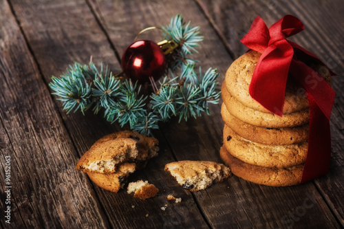 Christmas cookies with raisins