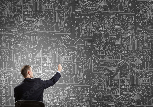 Man draw on chalkboard