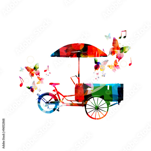 Colorful rickshaw with butterflies