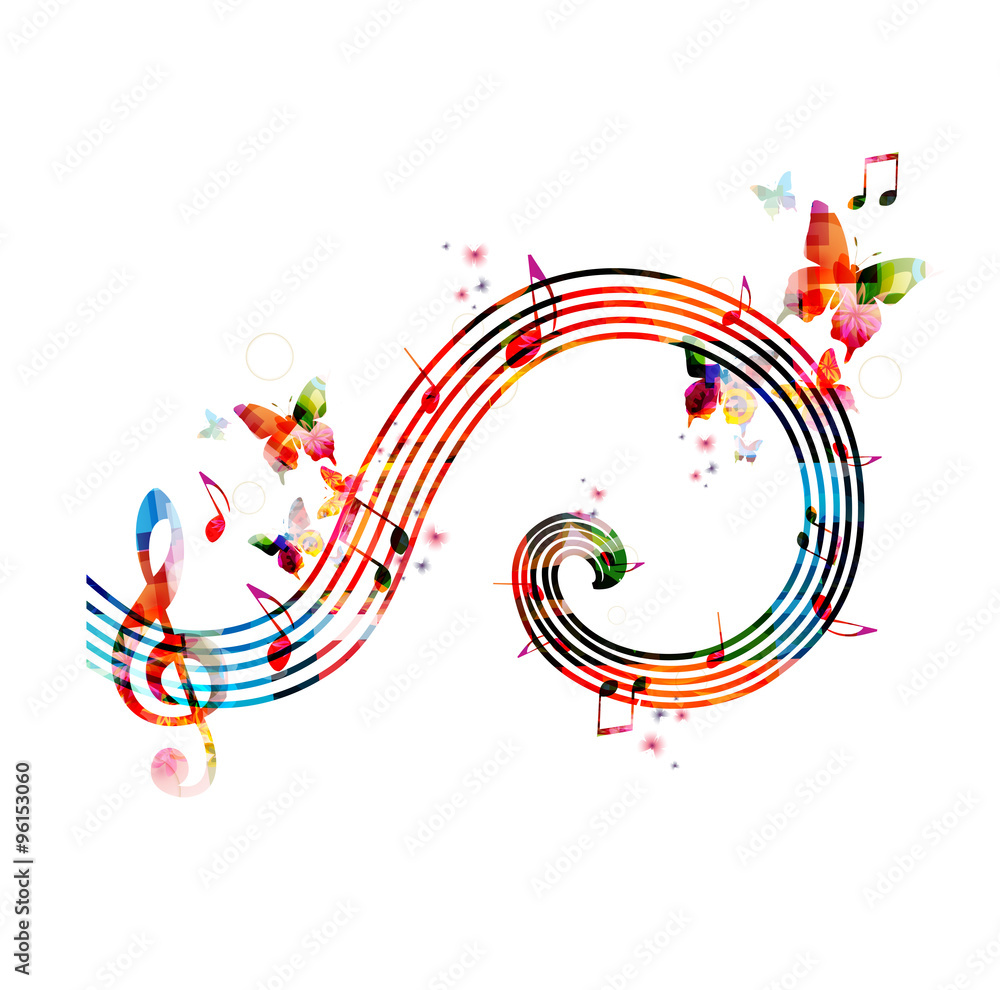 Naklejka premium Colorful background with music notes