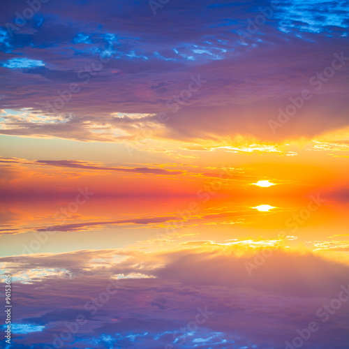 Beautiful colorful sunset over mediterranean sea is reflected in © strannik_fox