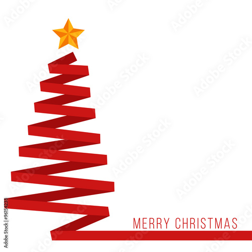 Red ribbon Christmas tree banner