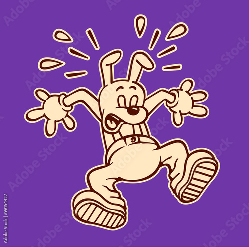 Vintage Toons: Wow! Retro cartoon dog shocked or astonished by unexpected surprise or something spooky, caught off guard,
spring back in surprise