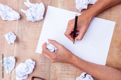 Close up view of a paper ball