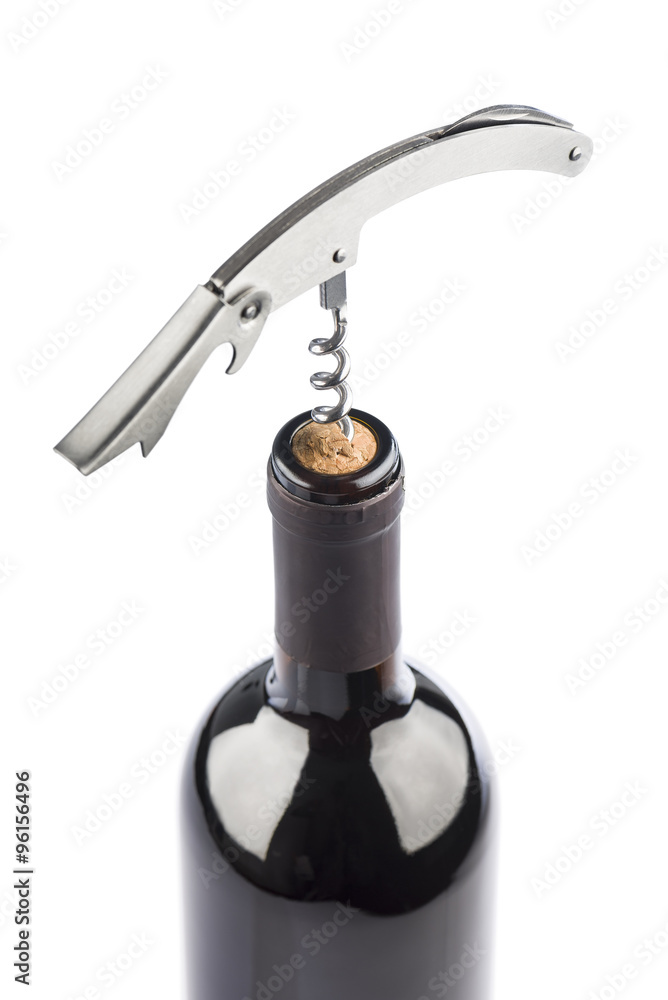 corkscrew on wine bottle corkscrew on wine bottle