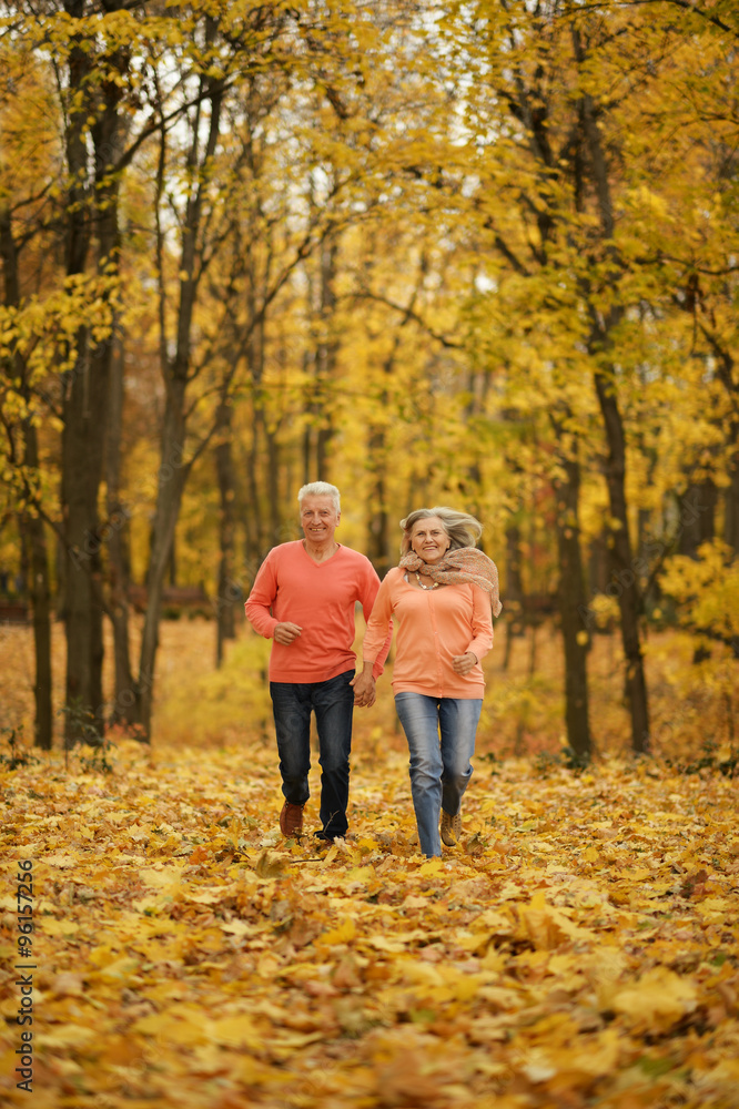 Mature couple in the autumn forest