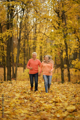 Mature couple in the autumn forest