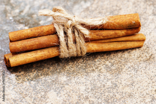 cinnamon sticks on the table, macro. photo