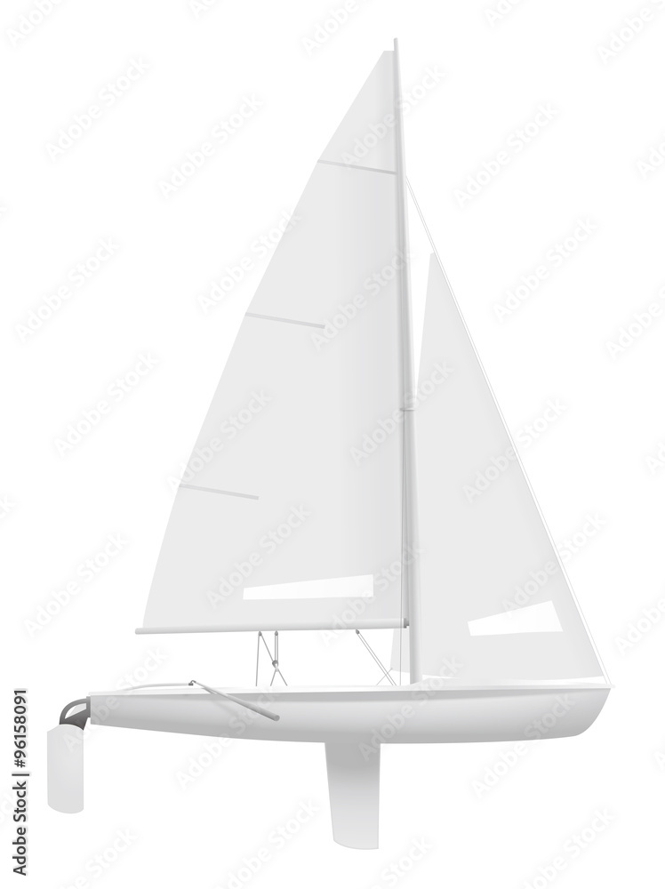 Fototapeta premium Sailing dinghy. (Side view) 