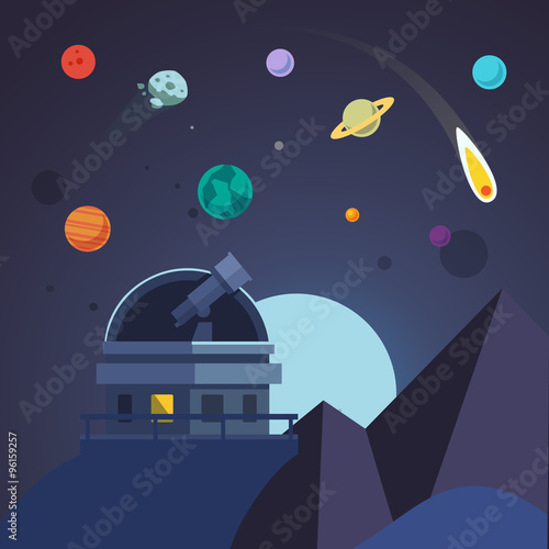 Telescope sits in an open observatory dome