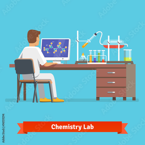 Medical chemistry lab worker researching