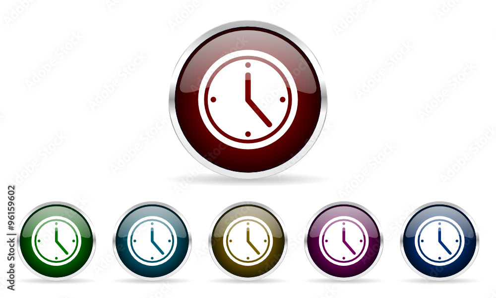 time glossy web icon vector set time glossy web icon vector set